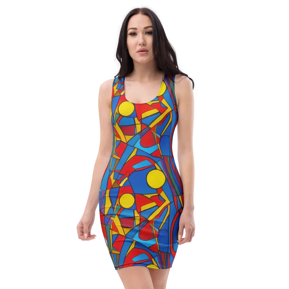Mondrian Maze on Bodycon Dress — Front