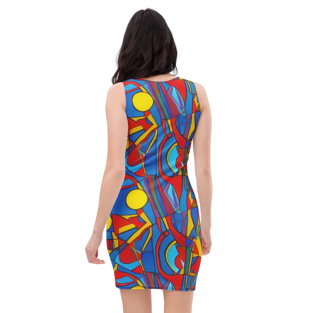 Mondrian Maze on Bodycon Dress — Back