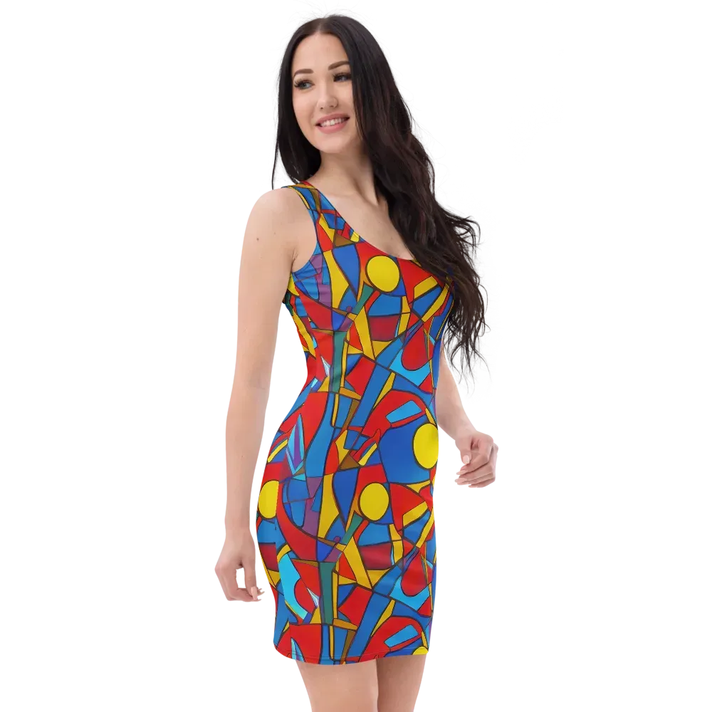 Mondrian Maze on Bodycon Dress — Right Front