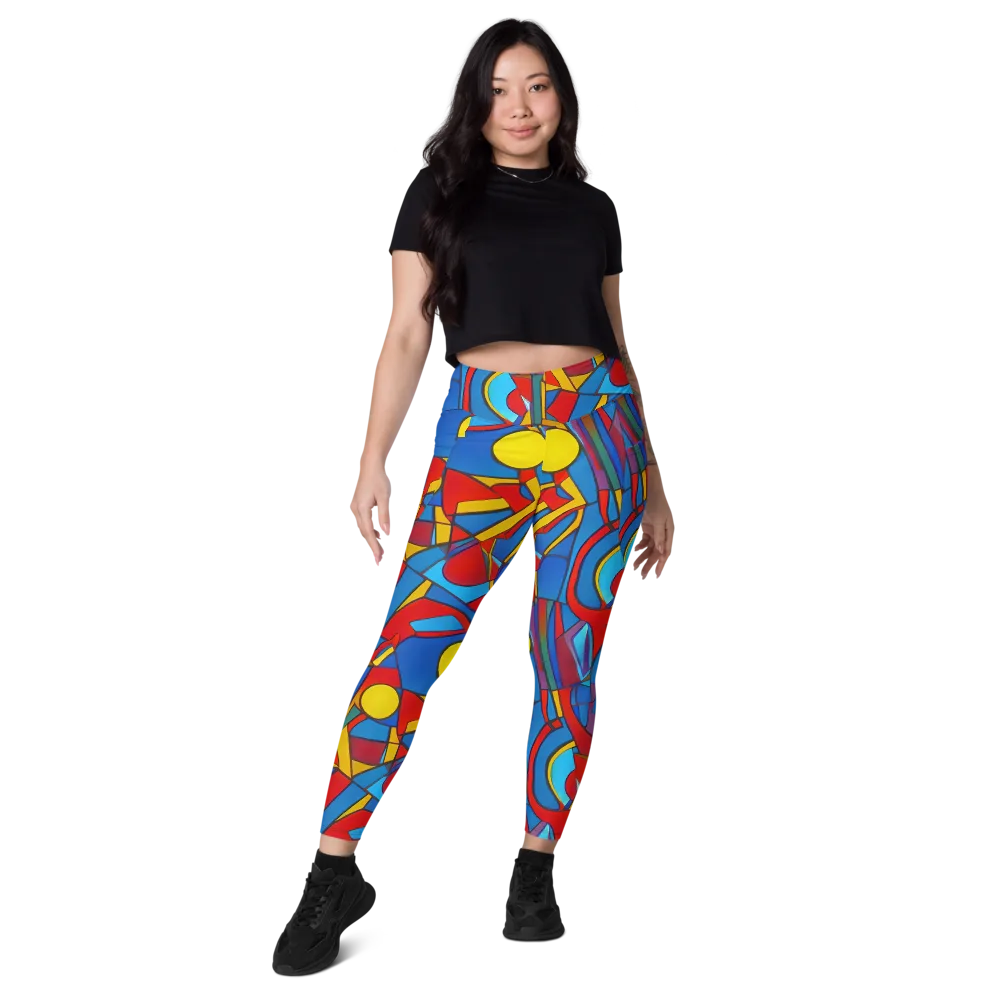 Mondrian Maze on Leggings with Pockets — Front