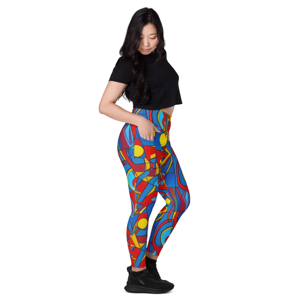 Mondrian Maze on Leggings with Pockets — Right