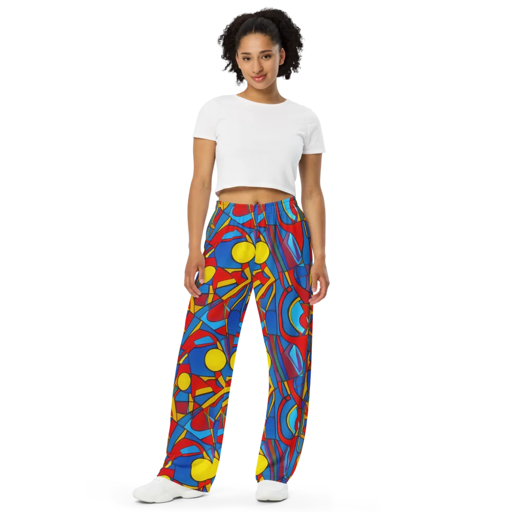 Mondrian Maze on Wide-Leg Pants — Front