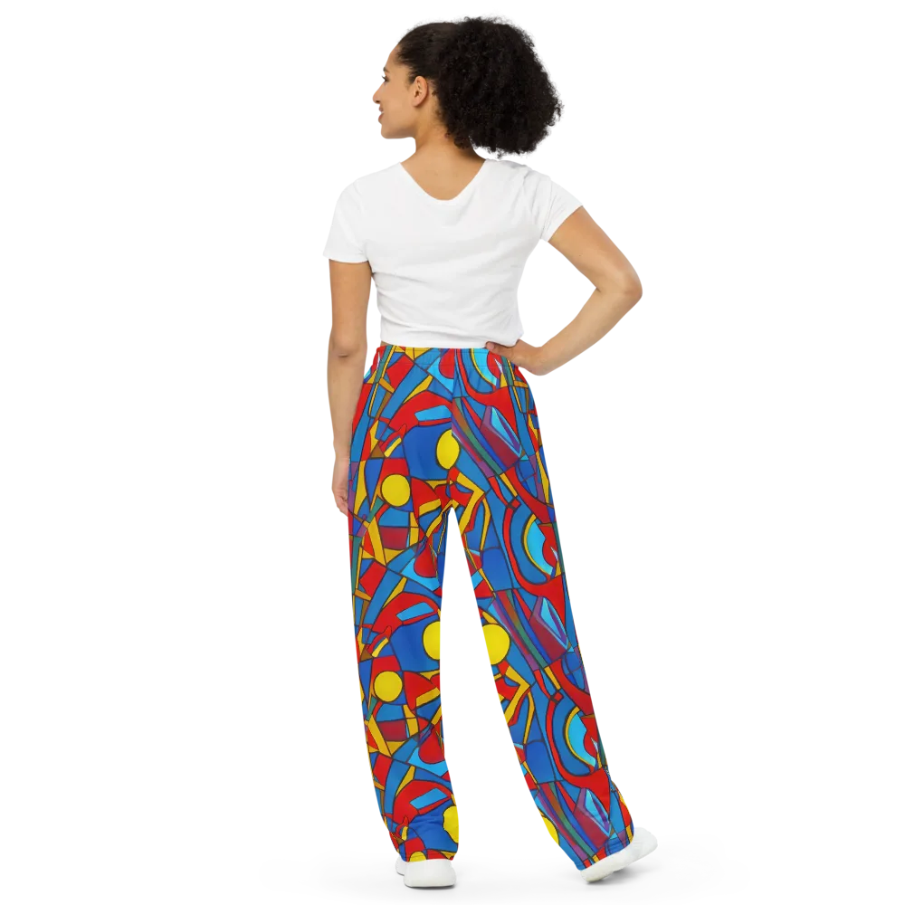 Mondrian Maze on Wide-Leg Pants — Back