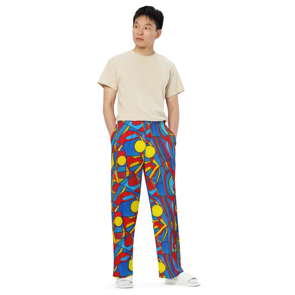 Mondrian Maze on Wide-Leg Pants — Front