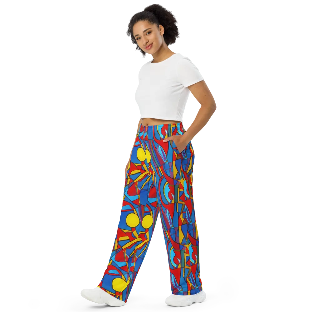 Mondrian Maze on Wide-Leg Pants — Left Front