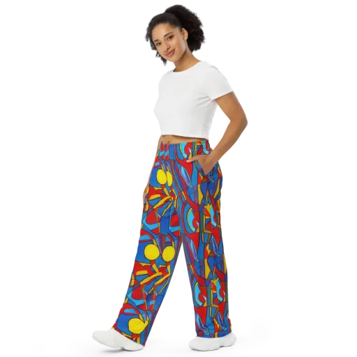 Mondrian Maze on a Wide-Leg Pants