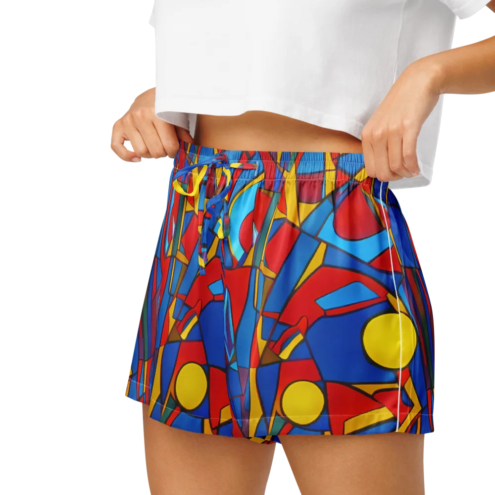 Mondrian Maze on Women's Pajama Shorts — Left