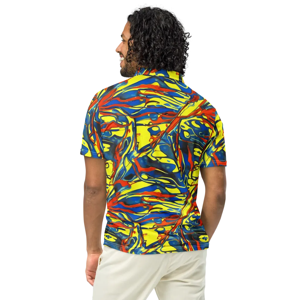 Cyberflow Circuit on Men's Slim Fit Polo Shirt — Back
