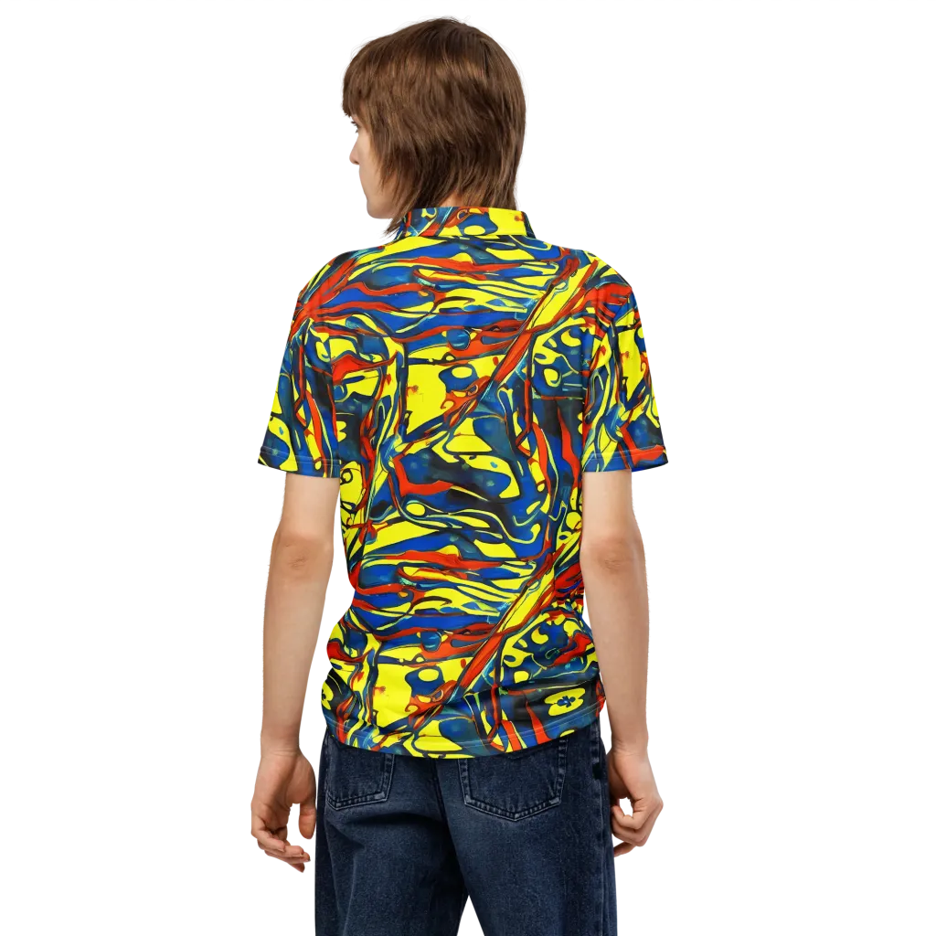 Cyberflow Circuit on Men's Slim Fit Polo Shirt — Back