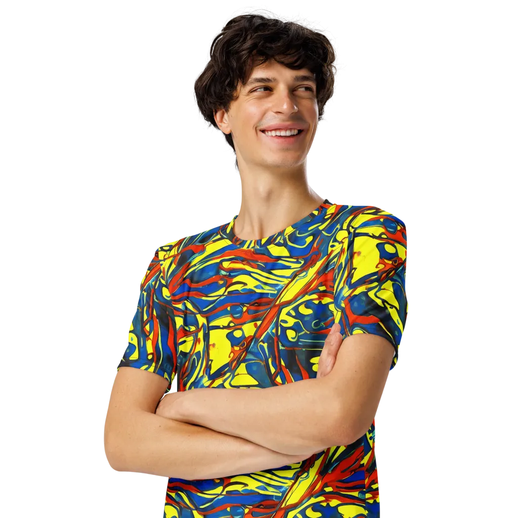 Cyberflow Circuit on Men's Crew Neck T-Shirt — Left Front