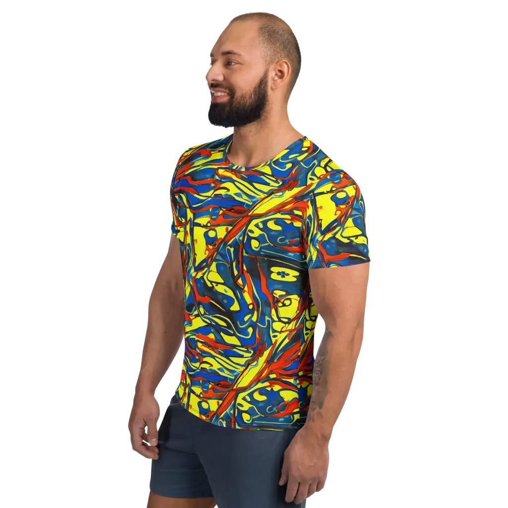 Cyberflow Circuit on Men's Athletic T-Shirt — Left