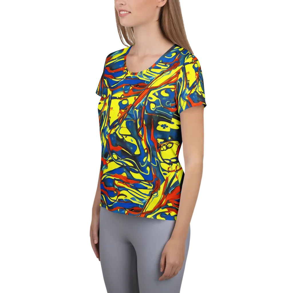 Cyberflow Circuit on Women's Athletic T-Shirt — Left