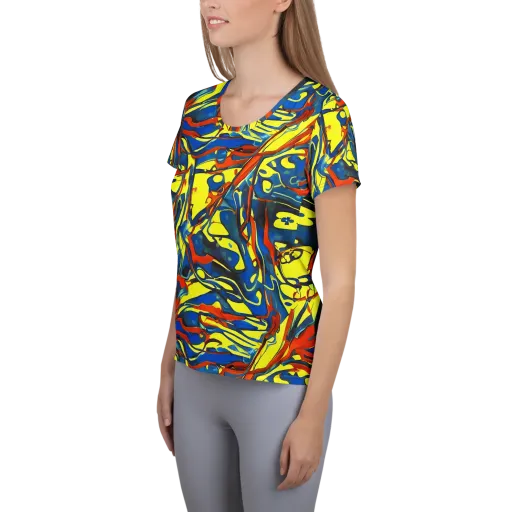 Cyberflow Circuit on a Women's Athletic T-Shirt