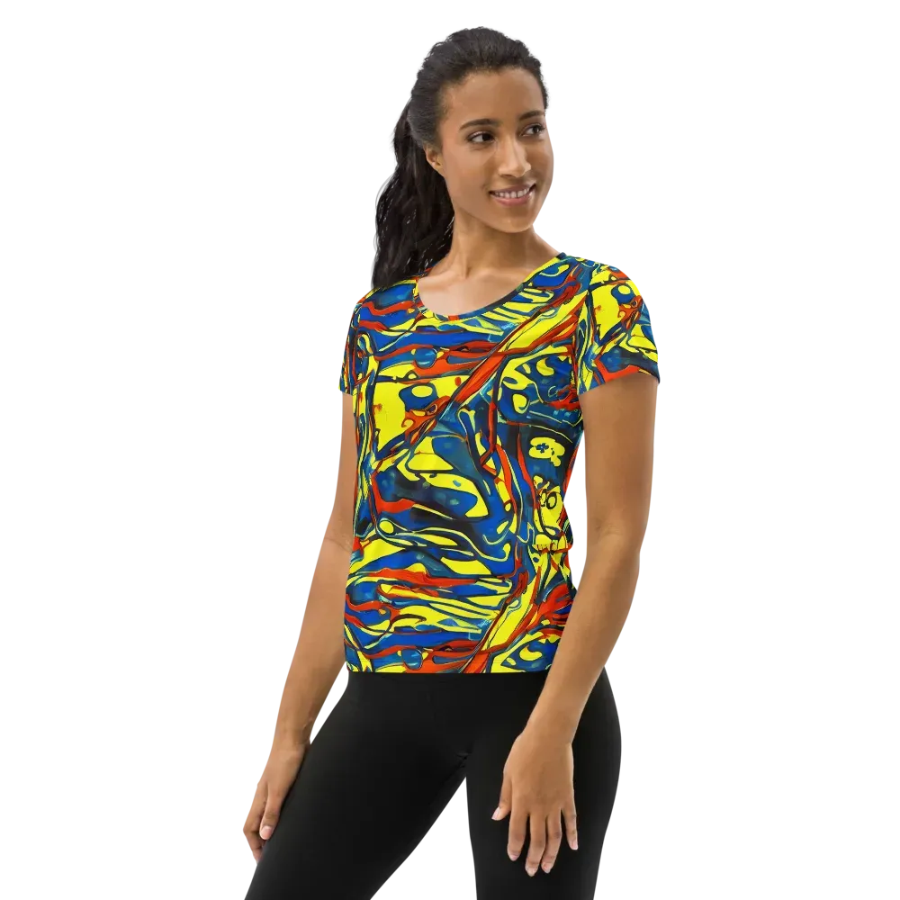 Cyberflow Circuit on Women's Athletic T-Shirt — Left