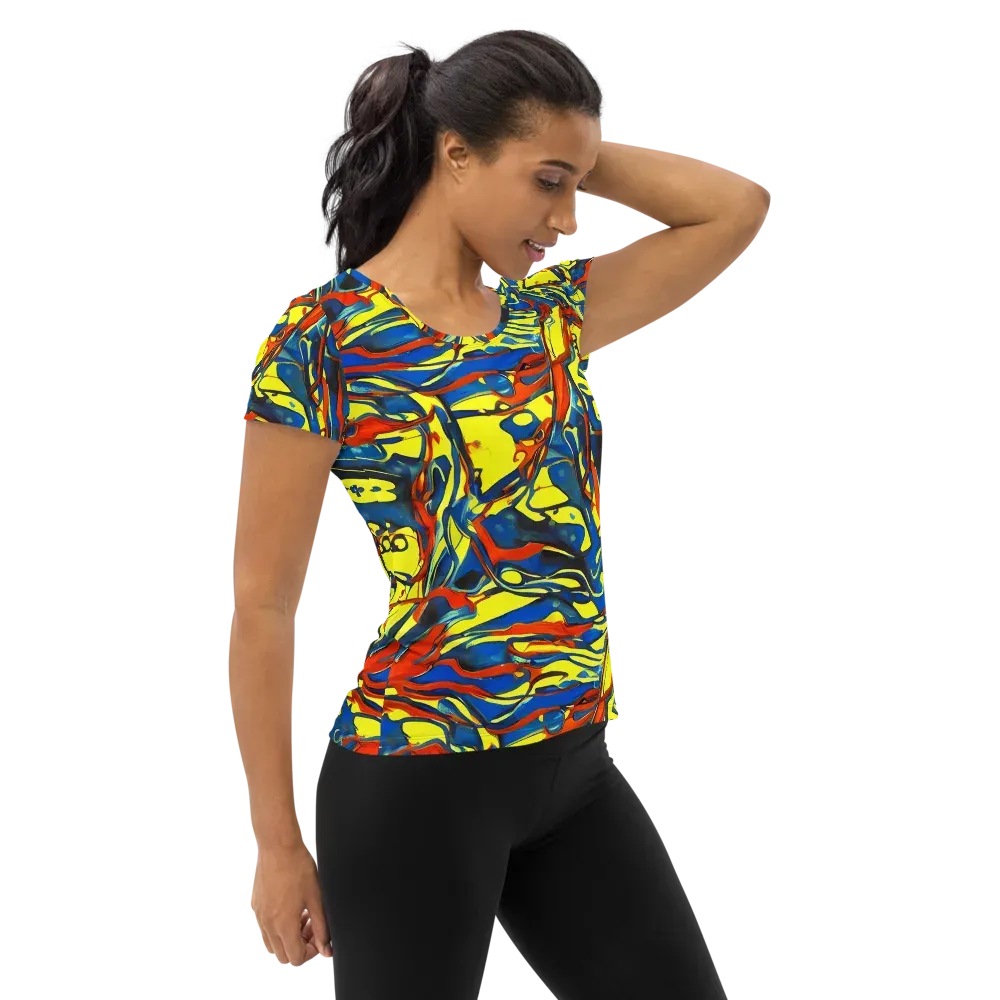 Cyberflow Circuit on Women's Athletic T-Shirt — Right