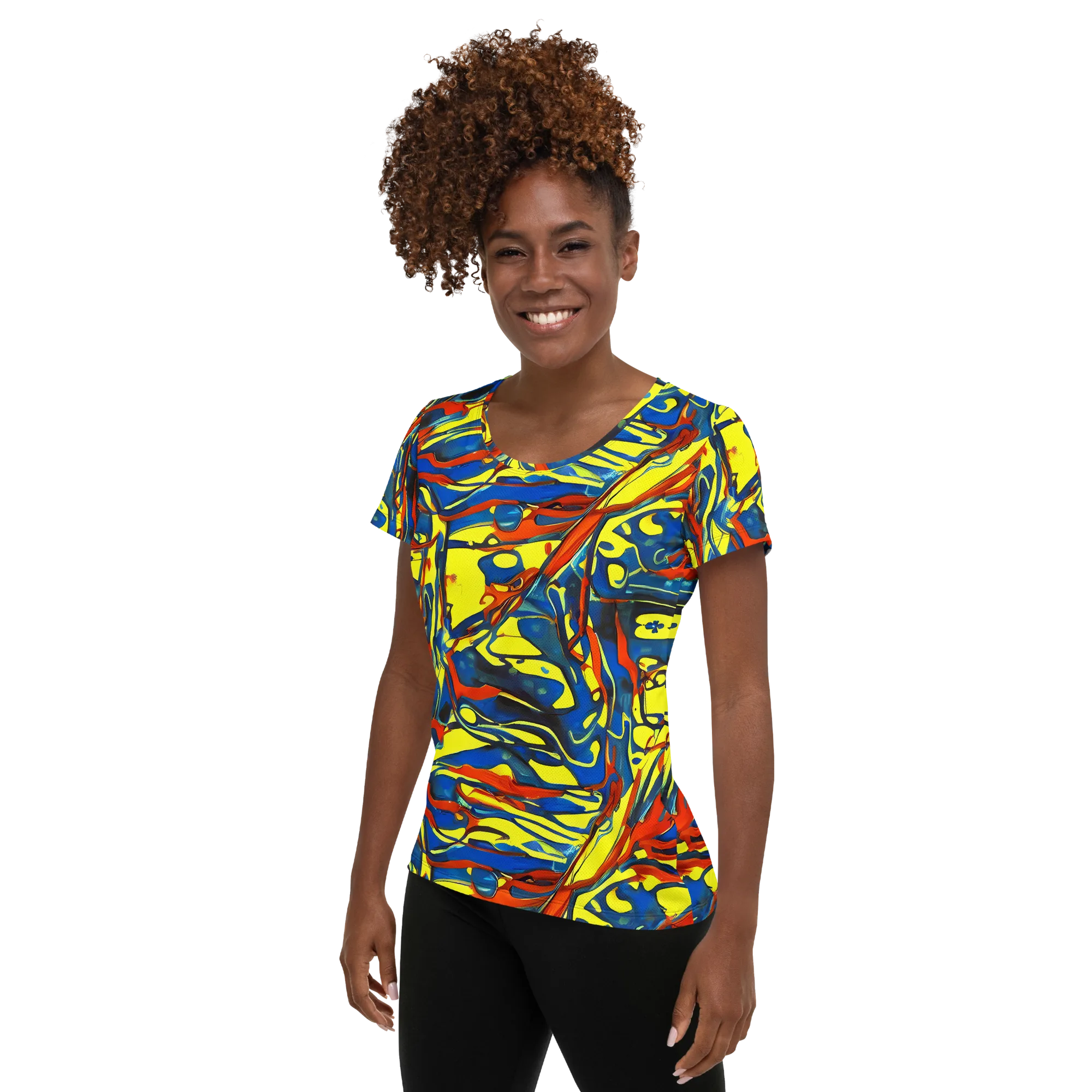 Cyberflow Circuit on Women's Athletic T-Shirt — Left