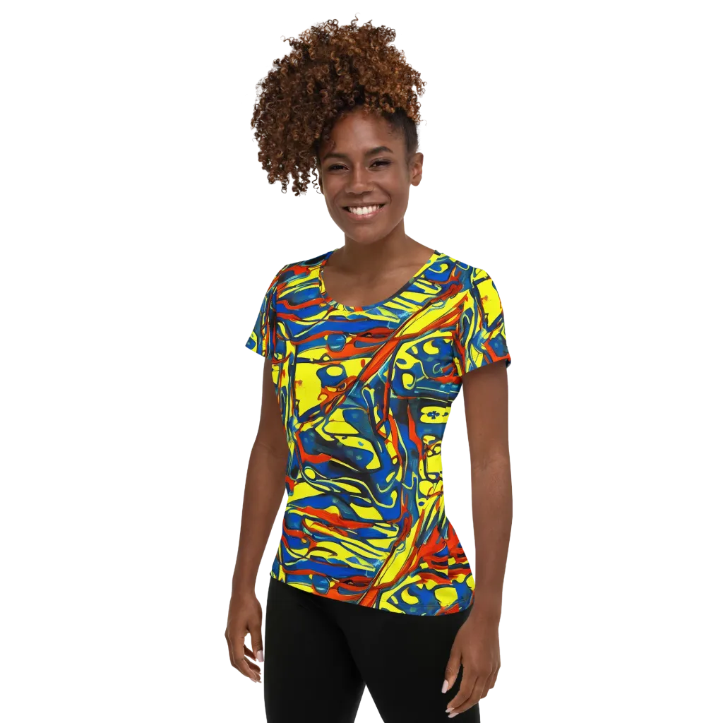 Cyberflow Circuit on Women's Athletic T-Shirt — Left