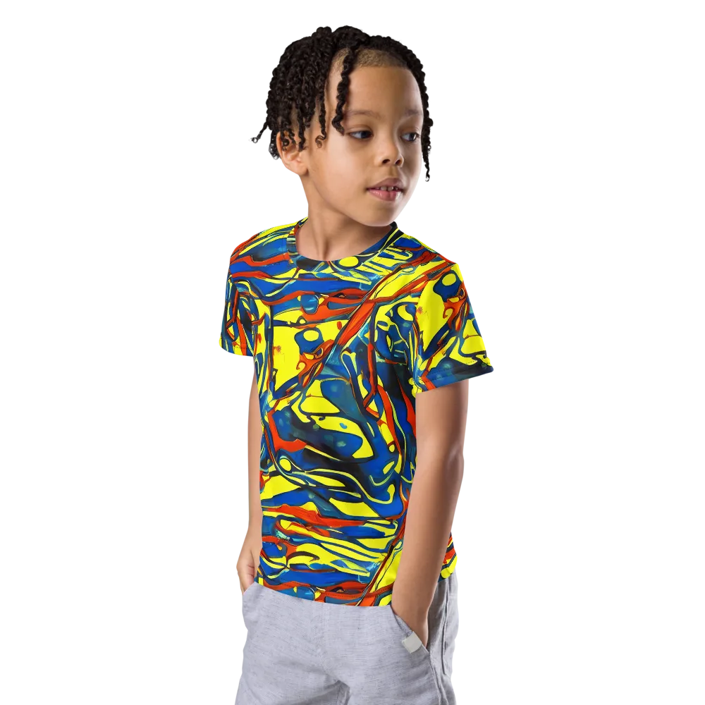 Cyberflow Circuit on Kids Crew Neck T-Shirt — Left Front