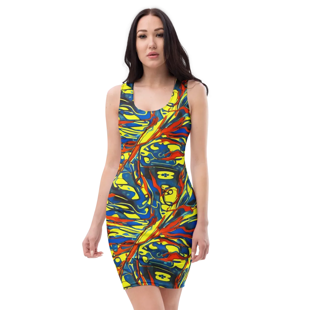 Cyberflow Circuit on Bodycon Dress — Front