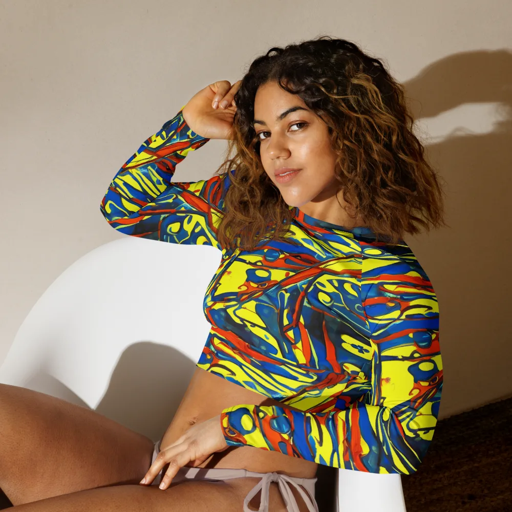 Cyberflow Circuit on Long Sleeve Crop Top — Left Front