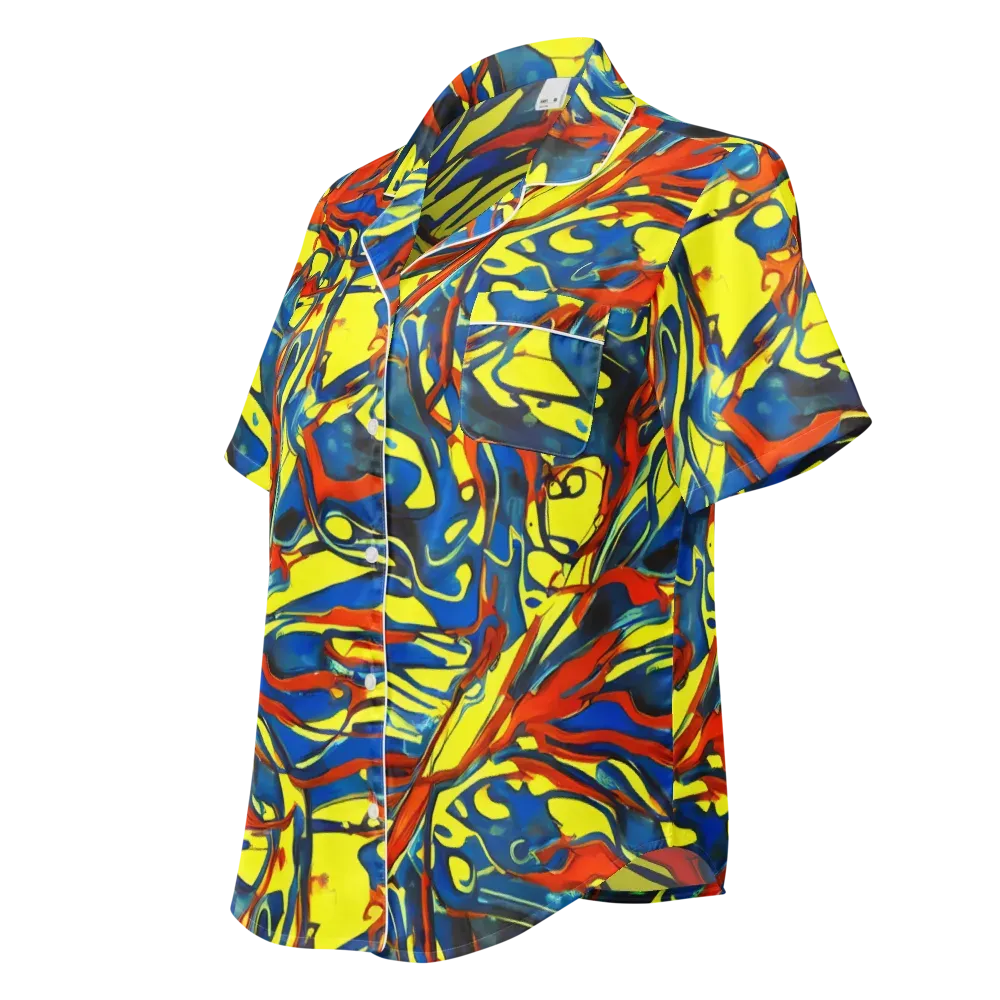 Cyberflow Circuit on Women's Short Sleeve Pajama Top — Left Front