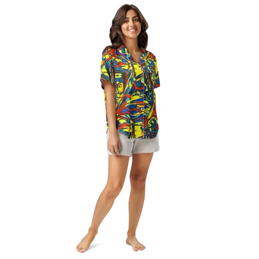 Cyberflow Circuit on a Women's Short Sleeve Pajama Top