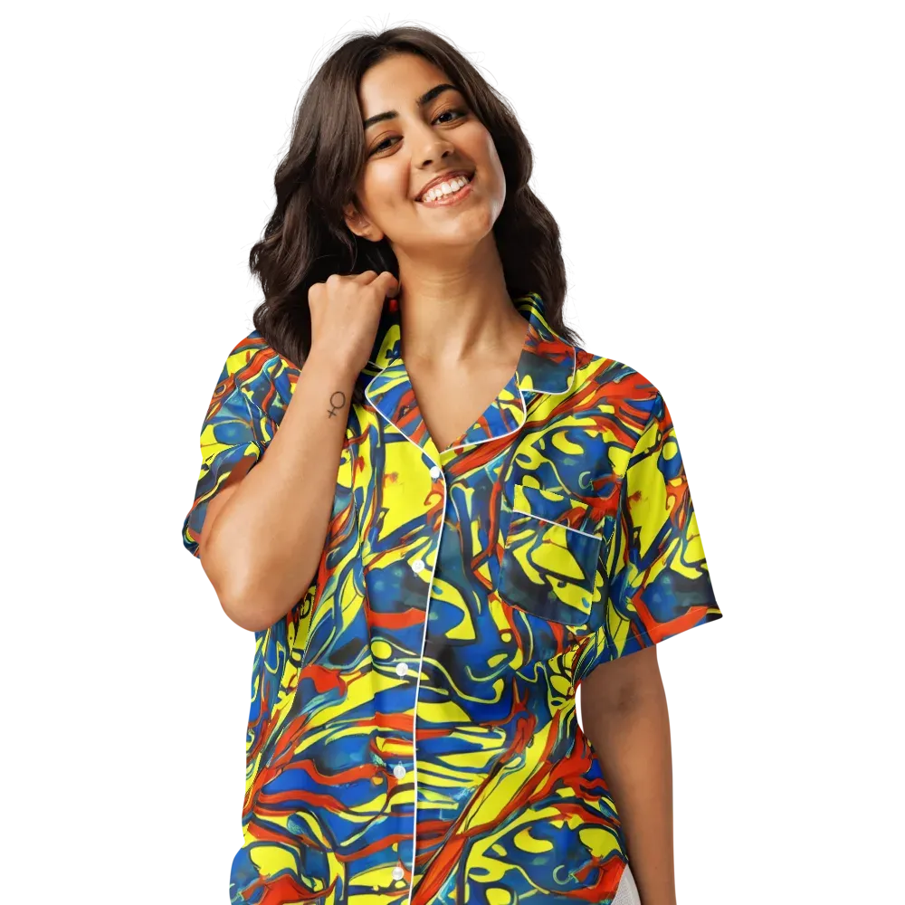 Cyberflow Circuit on Women's Short Sleeve Pajama Top — Front