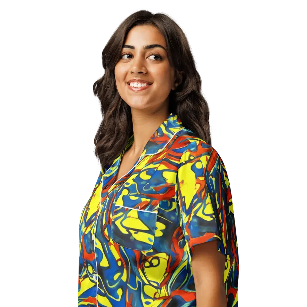 Cyberflow Circuit on Women's Short Sleeve Pajama Top — Left Front