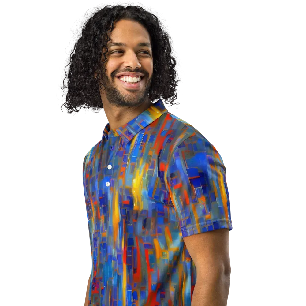 Neoplastique Flow on Men's Slim Fit Polo Shirt — Left Front