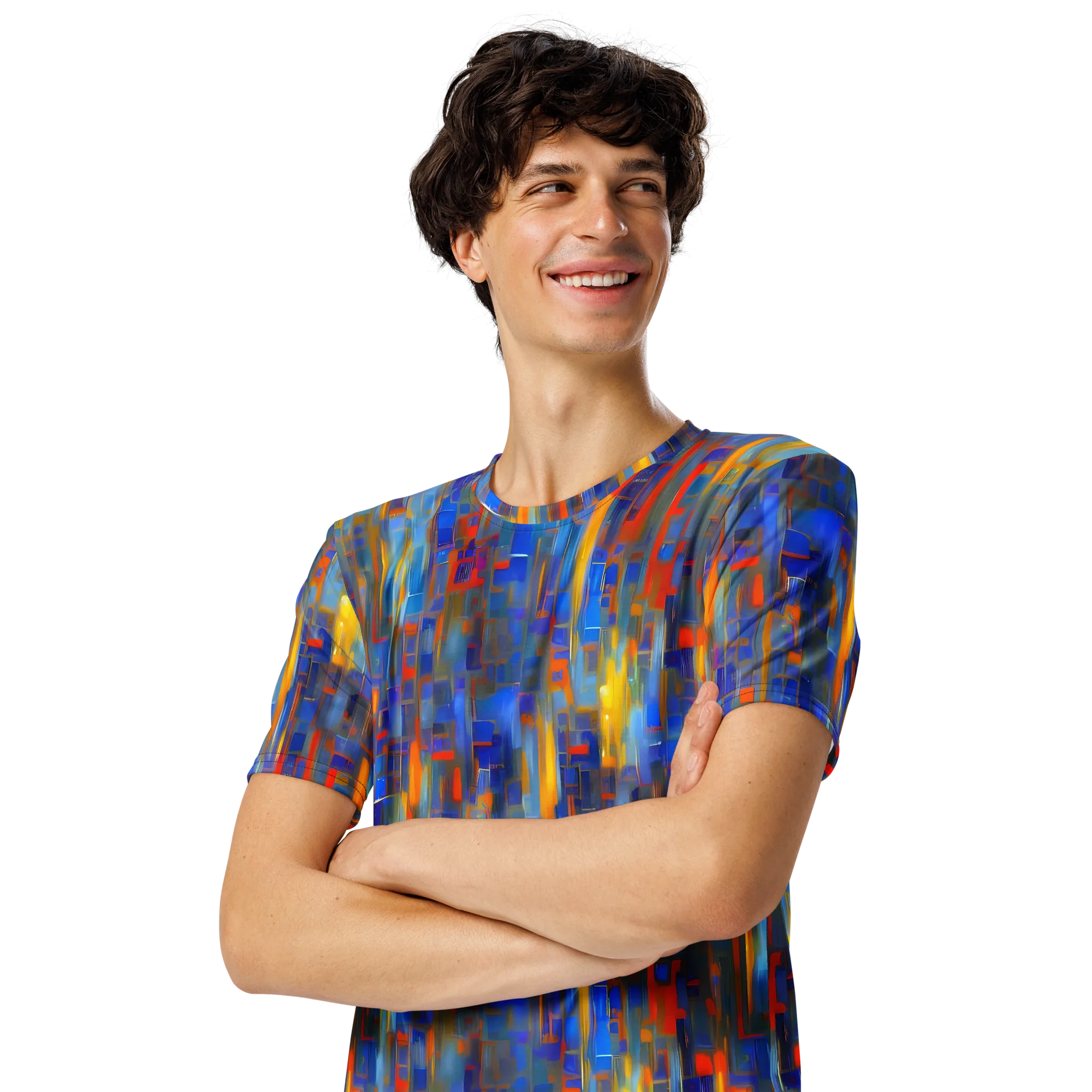 Neoplastique Flow on Men's Crew Neck T-Shirt — Left Front