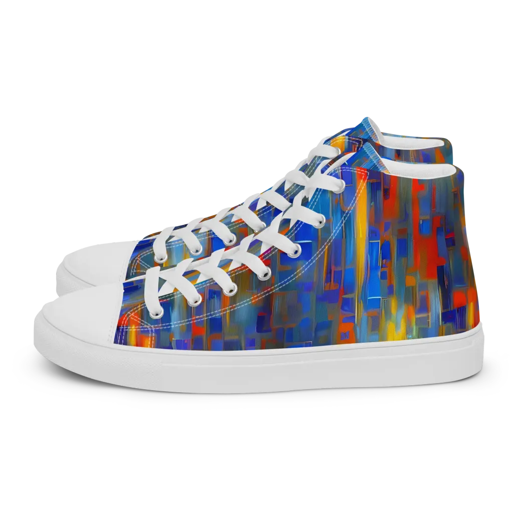 Neoplastique Flow on Men's High Top Canvas Shoes — Left