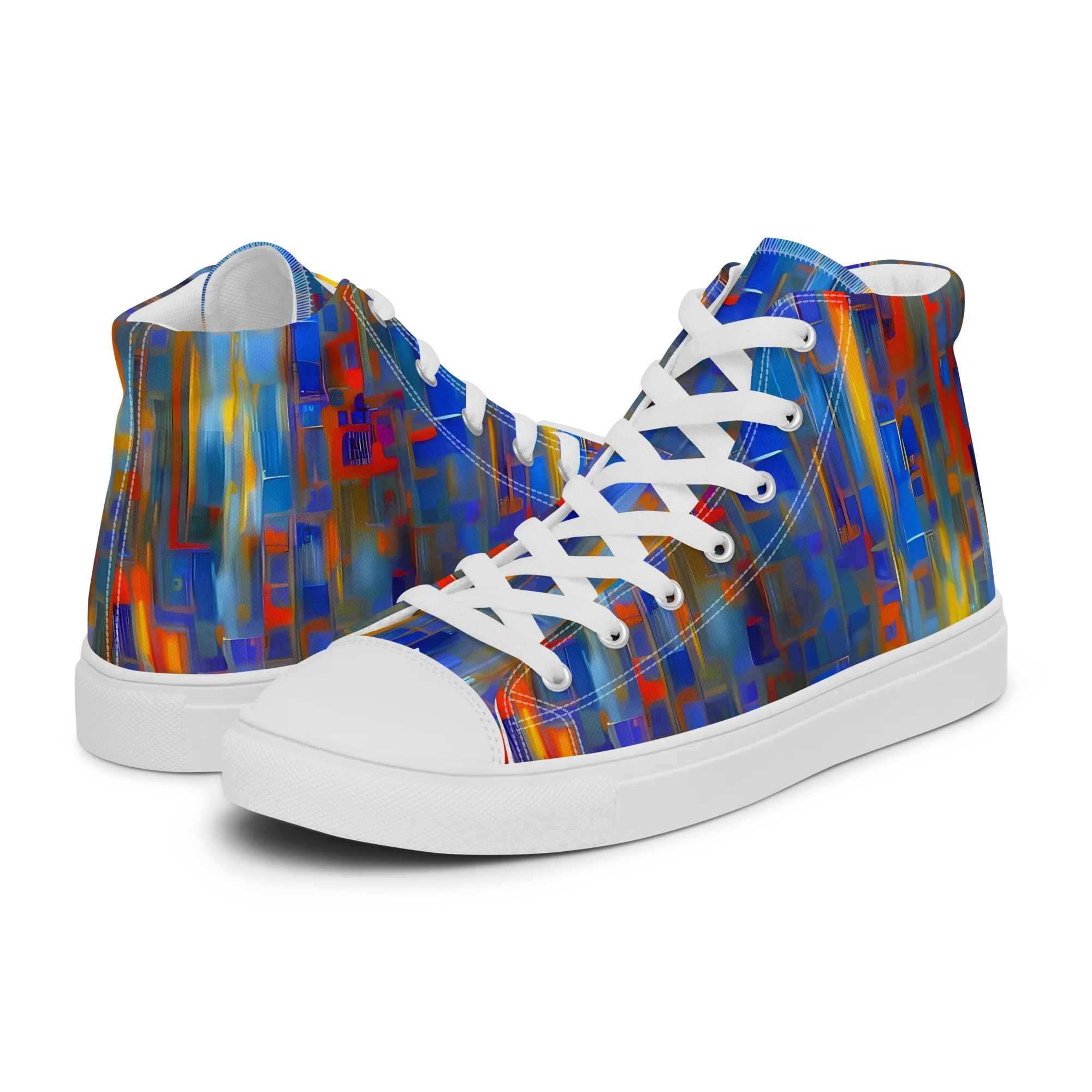 Neoplastique Flow on Men's High Top Canvas Shoes — Left