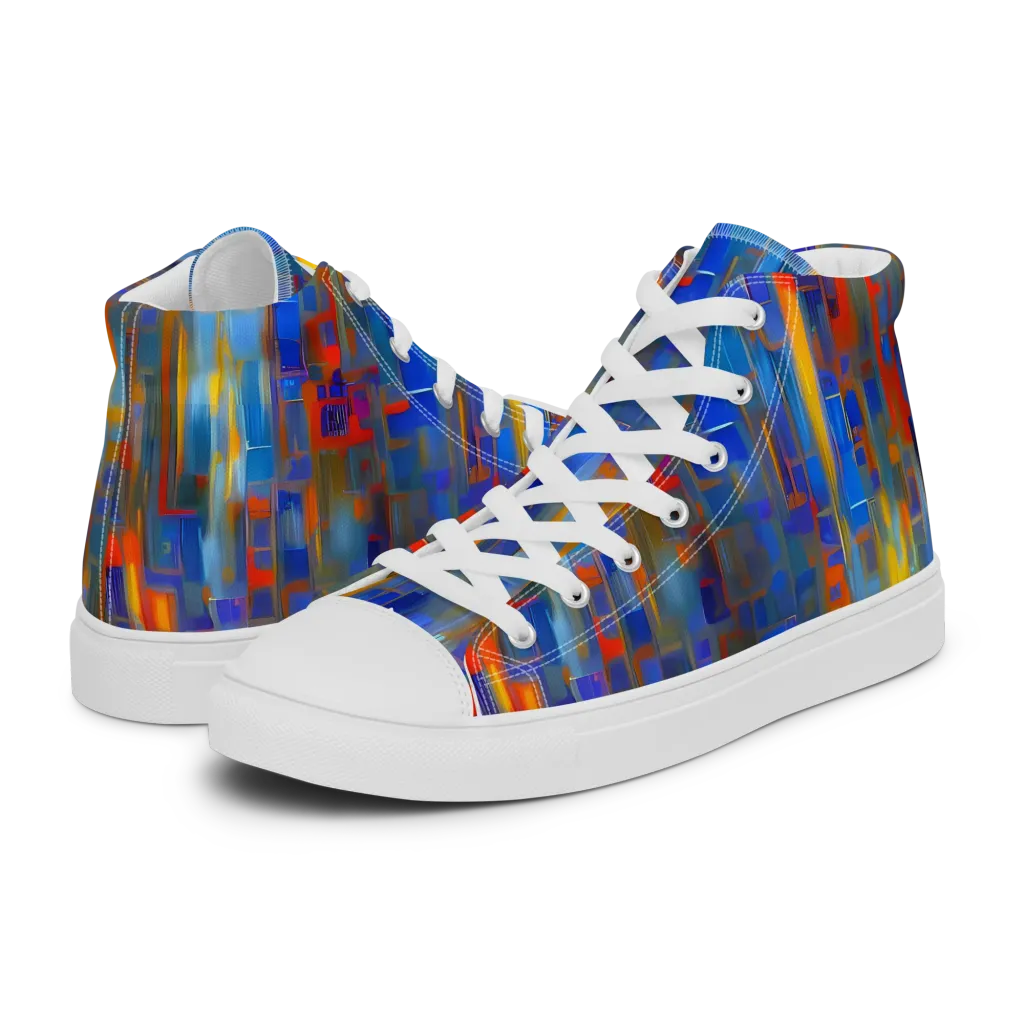 Neoplastique Flow on Men's High Top Canvas Shoes — Left