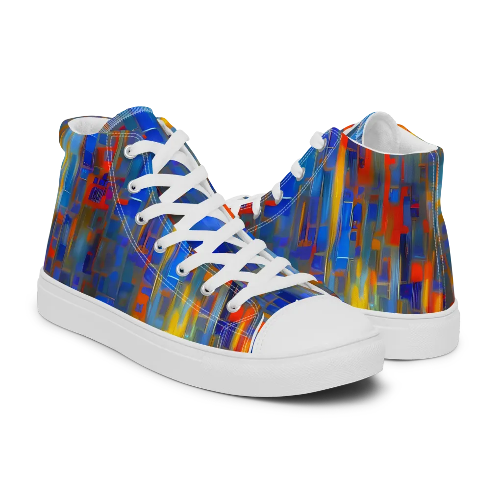 Neoplastique Flow on Men's High Top Canvas Shoes — Right