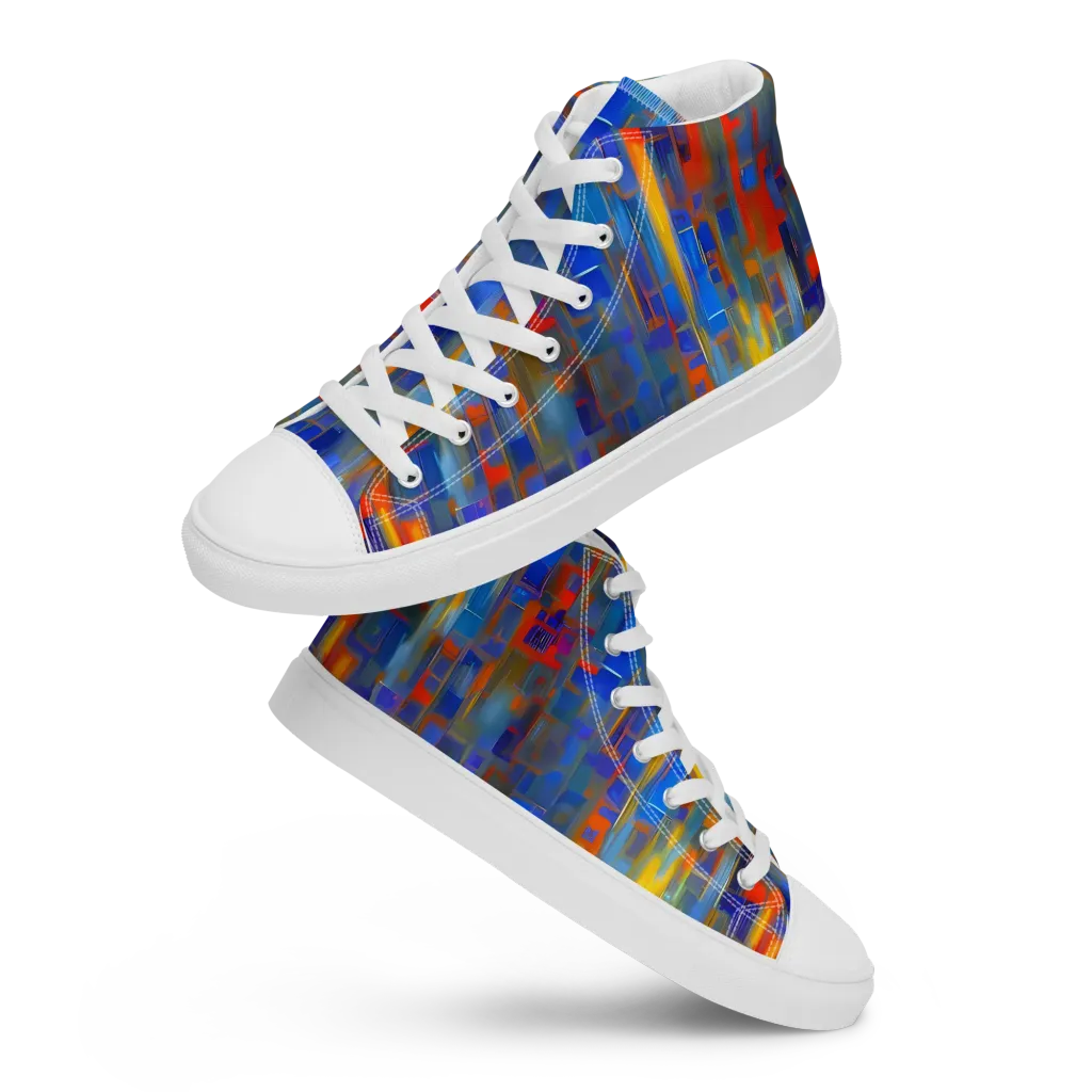 Neoplastique Flow on Men's High Top Canvas Shoes — Front