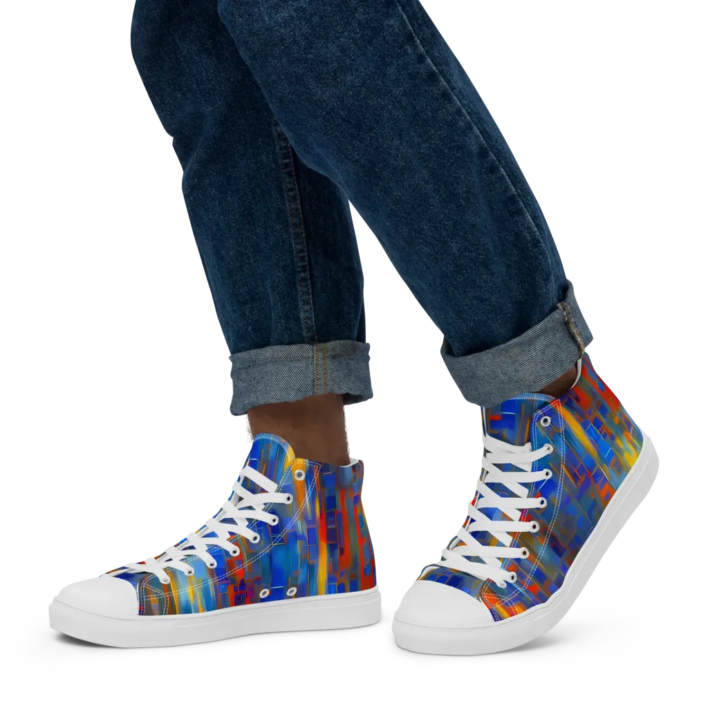 Neoplastique Flow on Men's High Top Canvas Shoes — Left