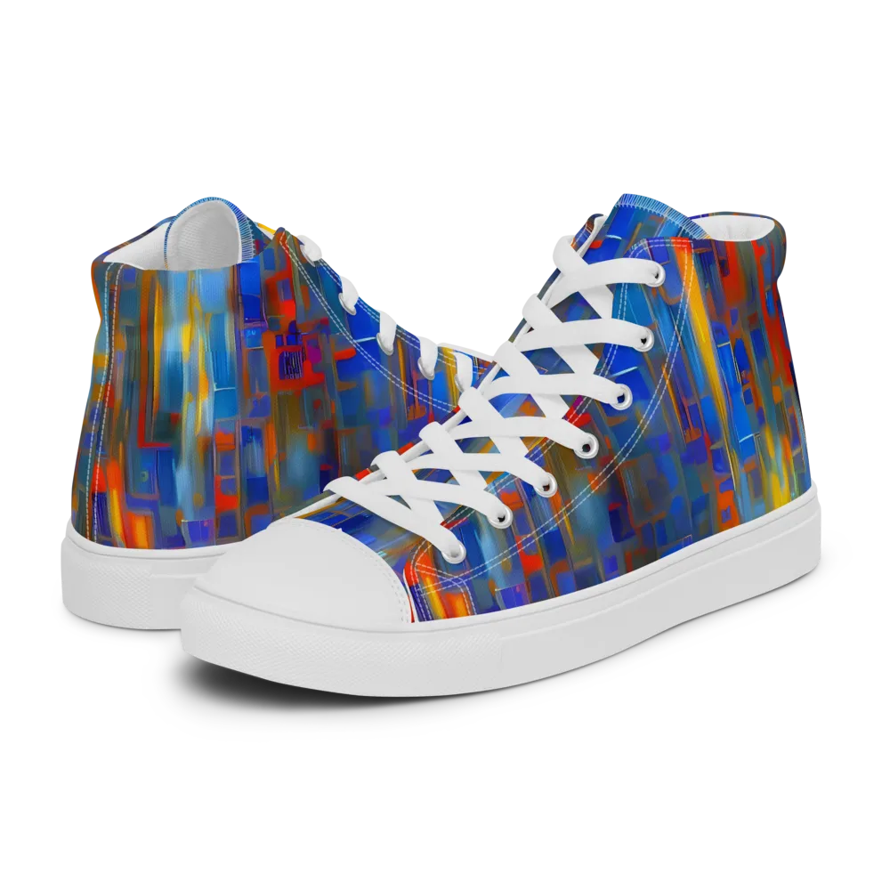 Neoplastique Flow on Women's High Top Canvas Shoes — Left