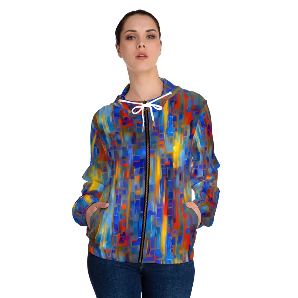 Neoplastique Flow on Women's Full-Zip Hoodie — Front On Person