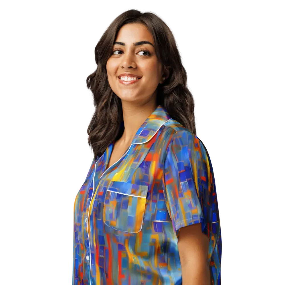 Neoplastique Flow on Women's Short Sleeve Pajama Top — Left Front