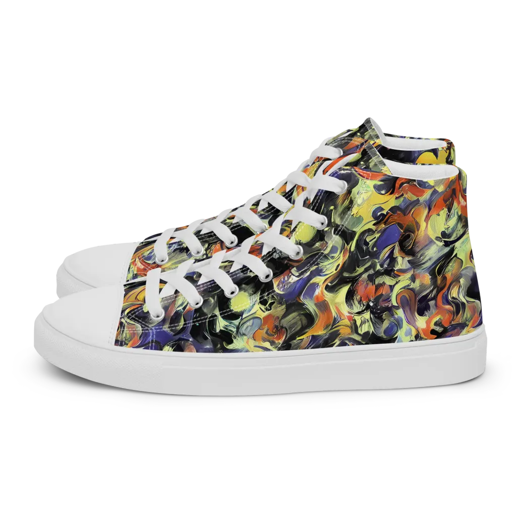Twilight Chaos on Men's High Top Canvas Shoes — Left