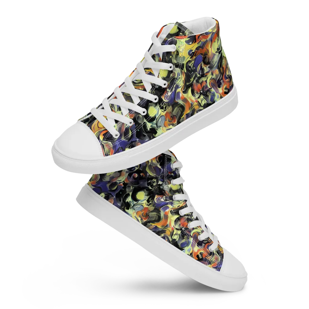 Twilight Chaos on Men's High Top Canvas Shoes — Front