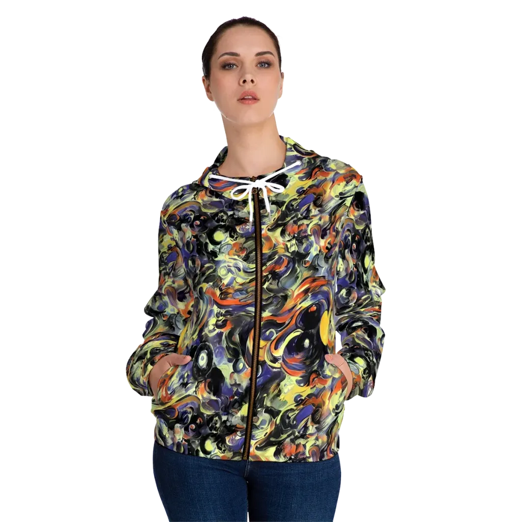 Twilight Chaos on Women's Full-Zip Hoodie — Front On Person