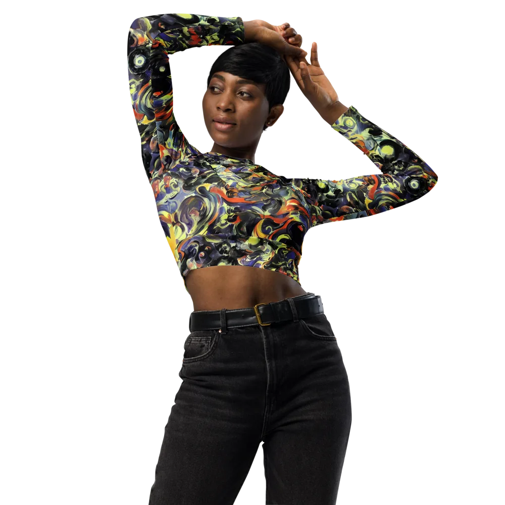 Twilight Chaos on Long Sleeve Crop Top — Front