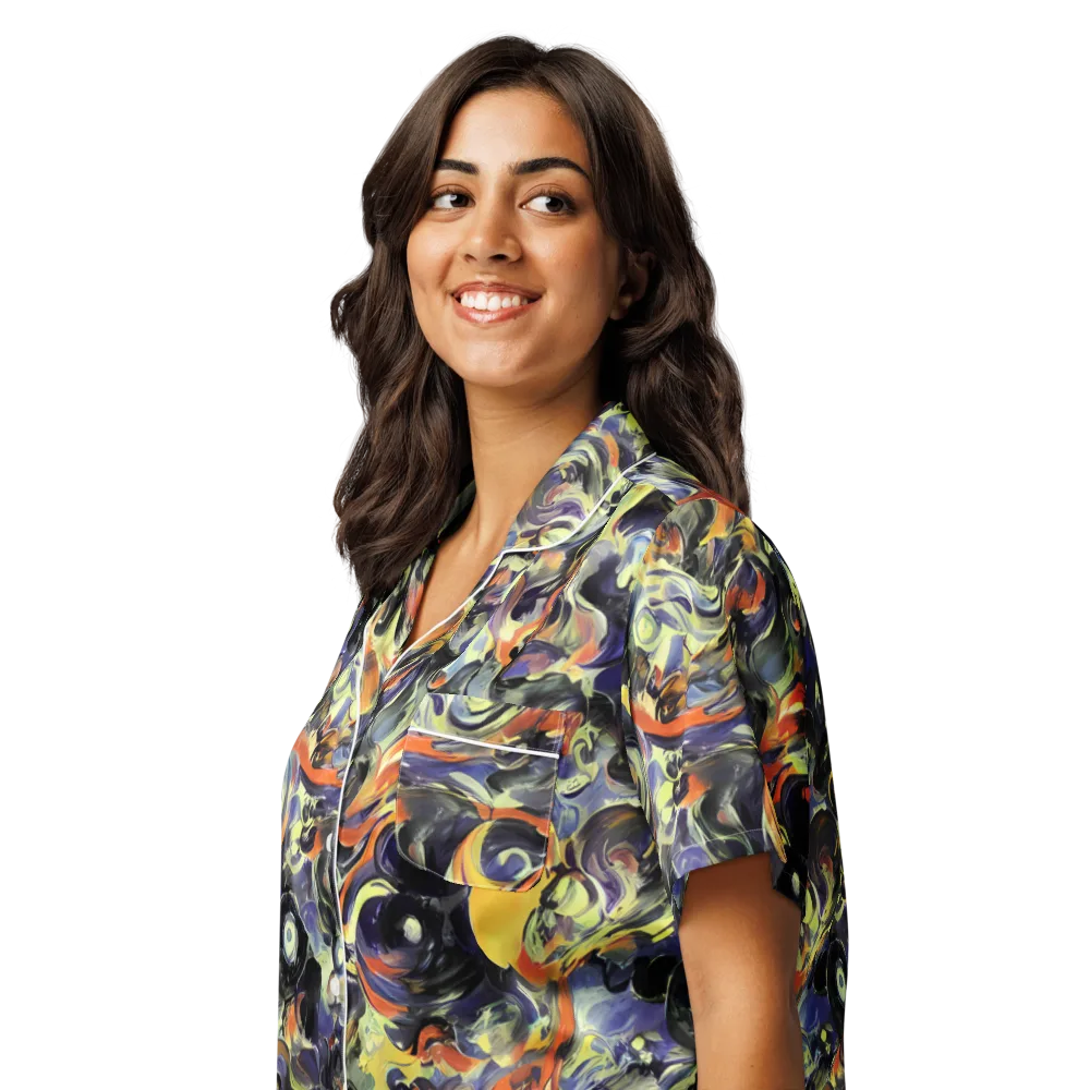 Twilight Chaos on Women's Short Sleeve Pajama Top — Left Front