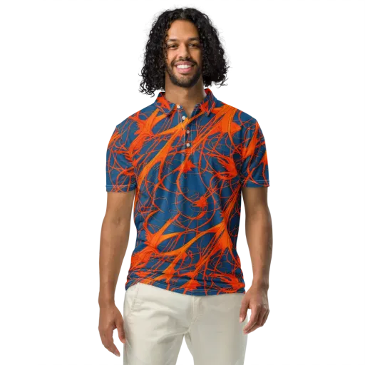 Nautical Ember on a Men's Slim Fit Polo Shirt