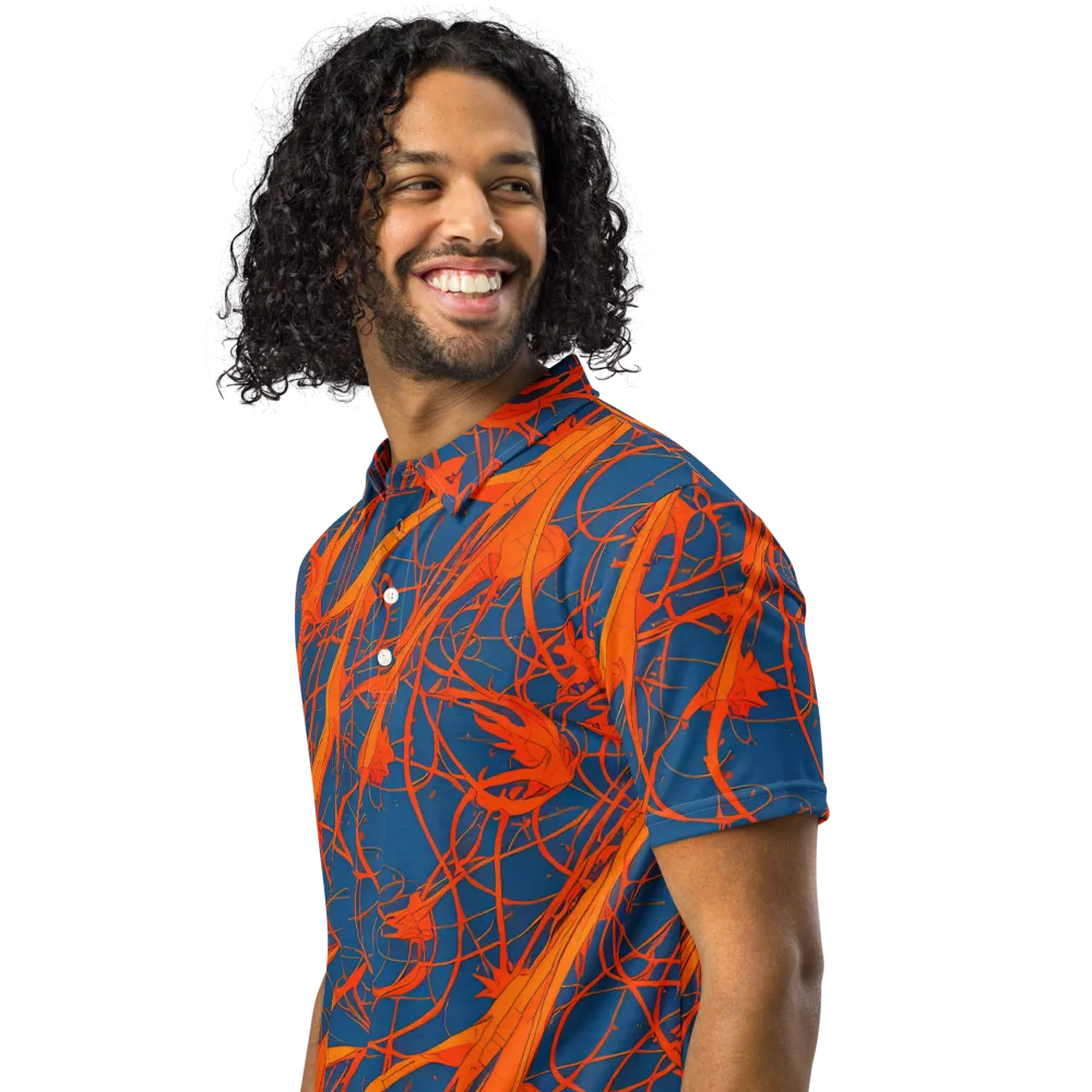Nautical Ember on Men's Slim Fit Polo Shirt — Left Front