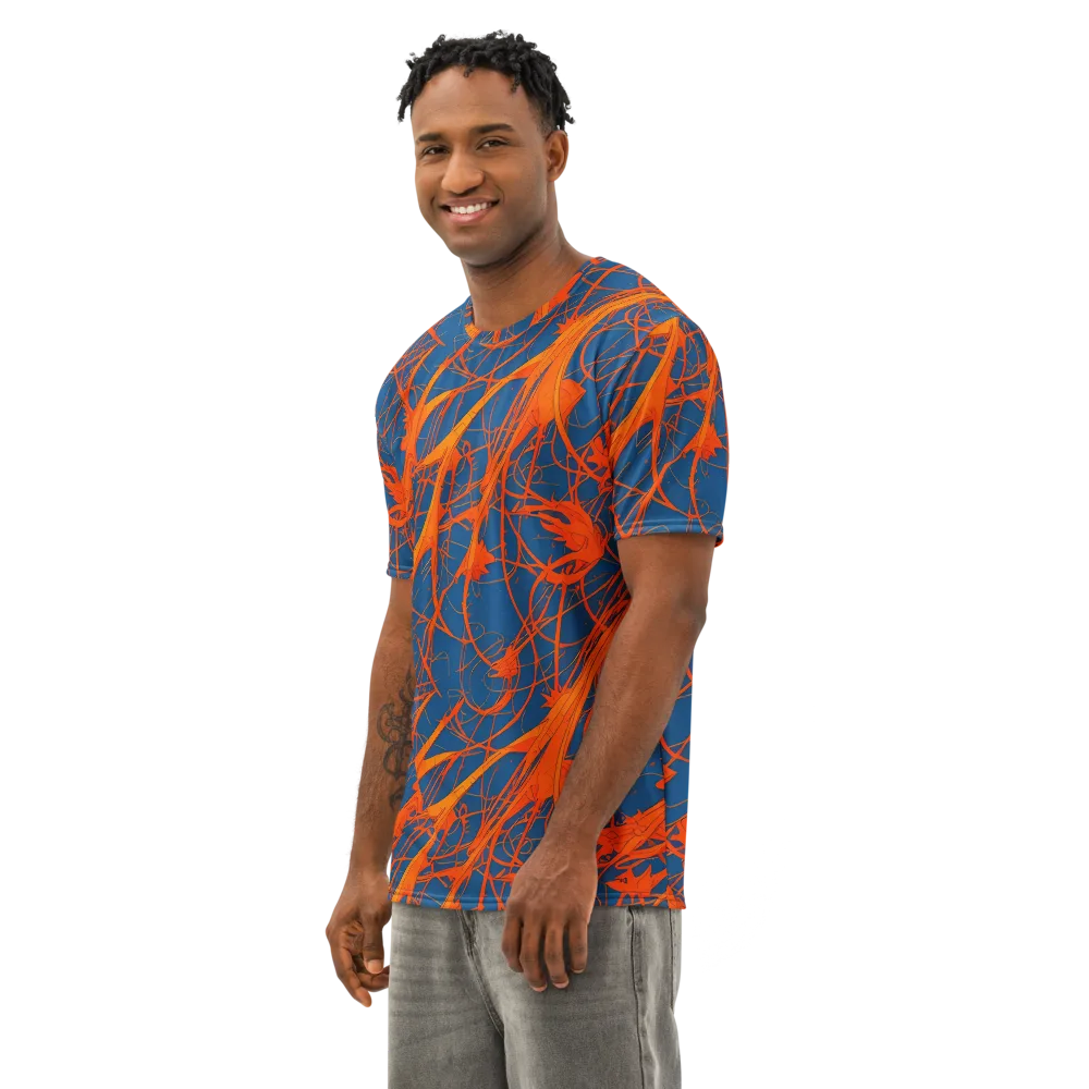 Nautical Ember on Men's Cotton Crew Neck T-Shirt — Left Front