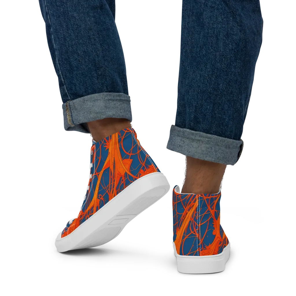 Nautical Ember on Men's High Top Canvas Shoes — Back