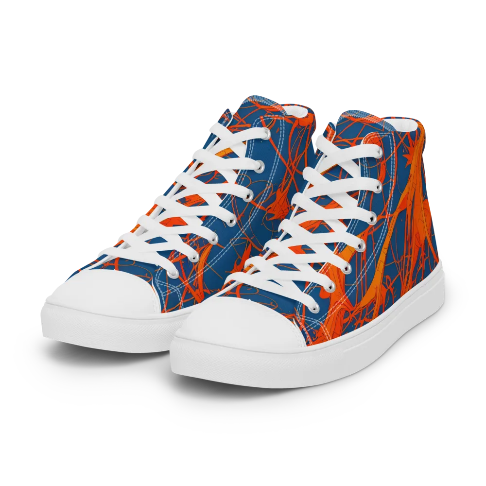 Nautical Ember on Women's High Top Canvas Shoes — Left Front