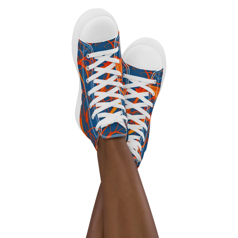 Nautical Ember on Women's High Top Canvas Shoes — Front